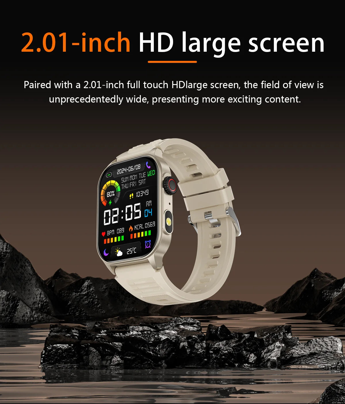 LIGE Smart Watch - 2.01" HD Display AI Voice Bluetooth Call Health Monitor