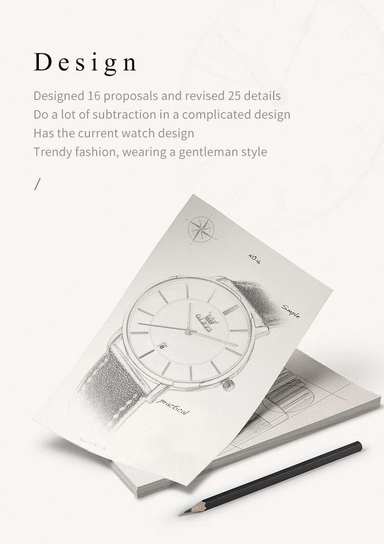 Montre à quartz OLEVS 5869 pour homme, ultra-fine (6,5 mm), minimaliste, étanche, avec date, idéale pour les affaires. Montre-bracelet simple et élégante pour homme.