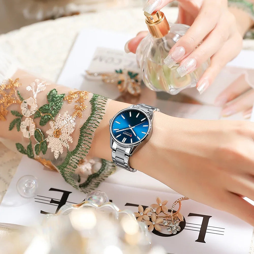 Montre femme CURREN - Montre à quartz à cadran rond en acier inoxydable