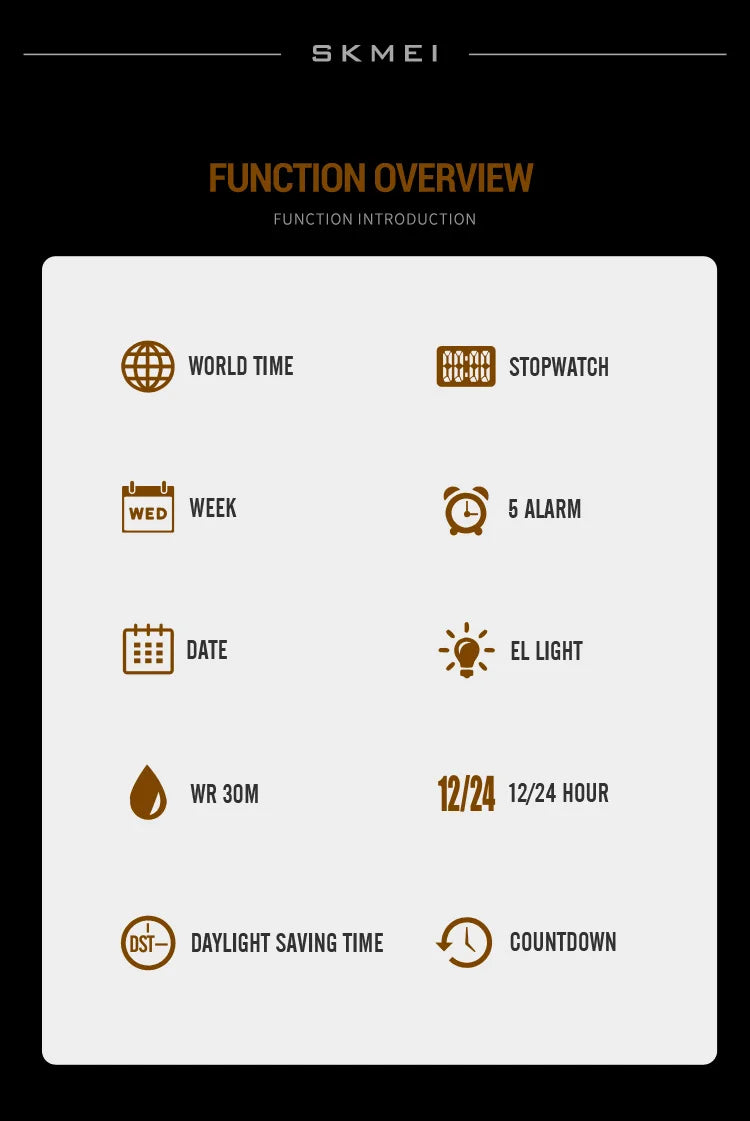 ساعة سكمي الإلكترونية الرقمية العالمية للرجال والنساء مقاومة للماء والرياضات الخارجية بسوار من الفولاذ المقاوم للصدأ ساعات يد للرجال
