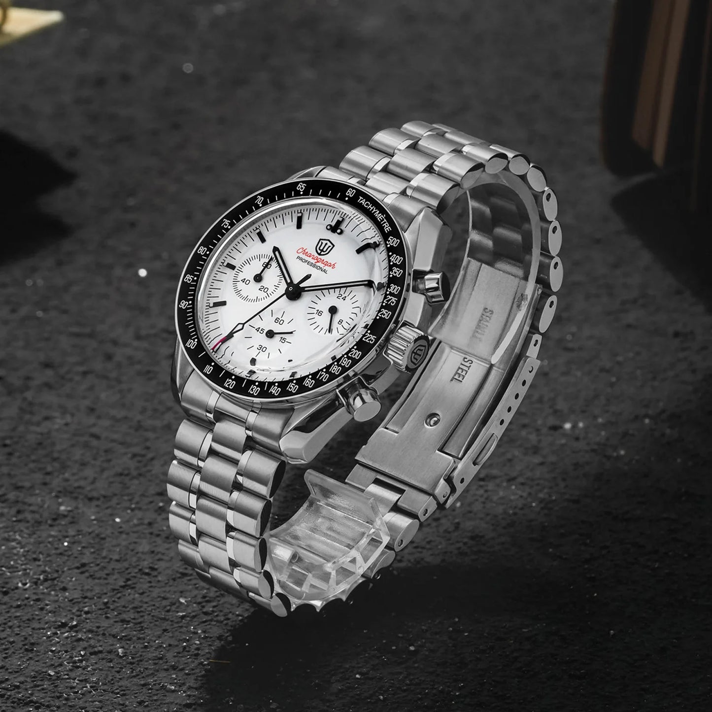 Montre Watchdives WD1863 à quartz, mouvement chronographe VK63, verre saphir bombé, étanche à 10 bar, luminescente, 39 mm, style vintage