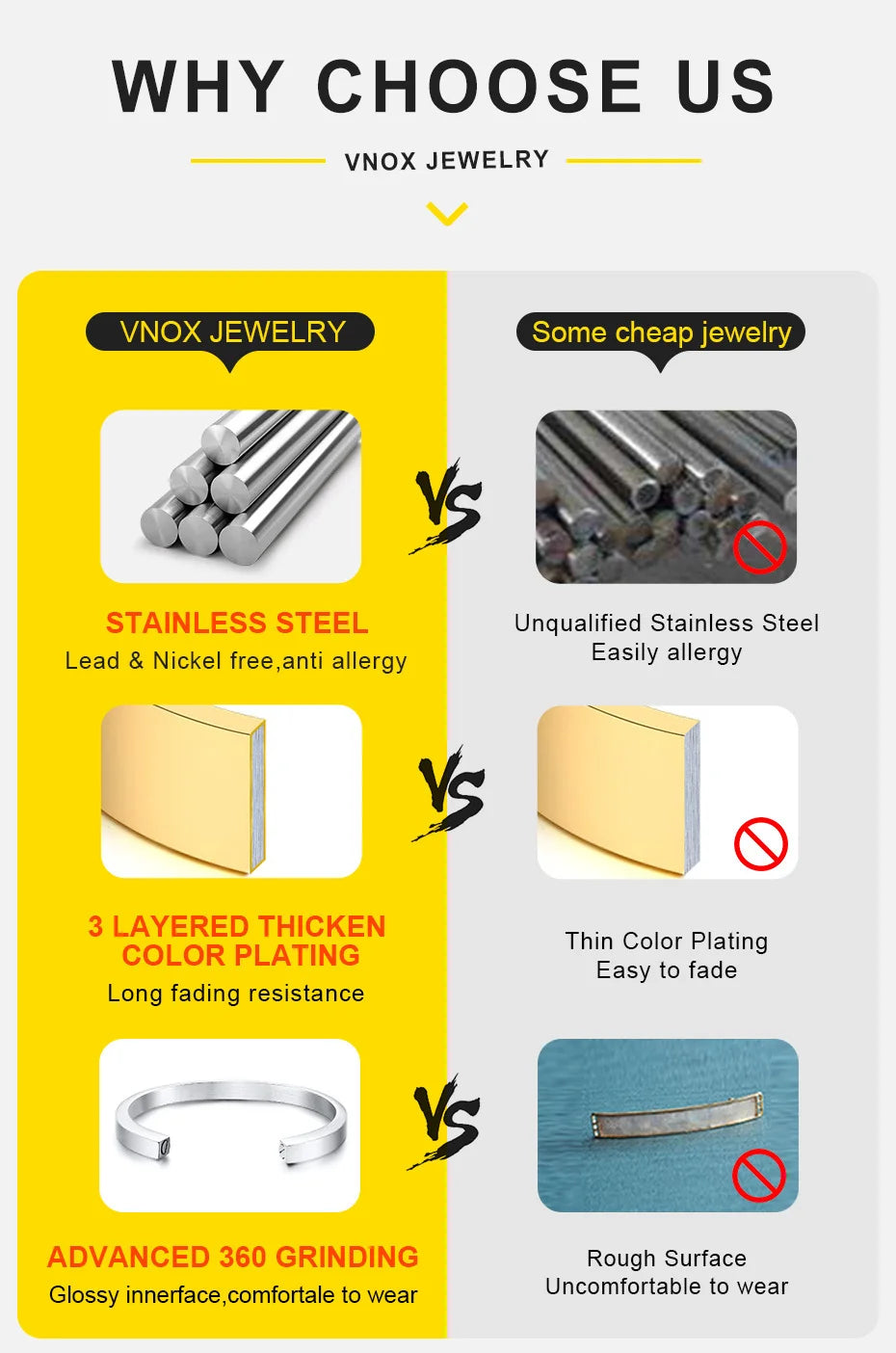 Chevalière pour homme - Vnox 12,5 mm, anneau carré en acier inoxydable noir