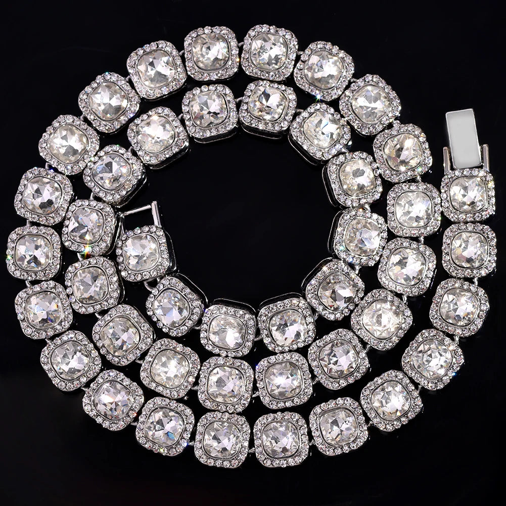 قلادة سلسلة كوبية - سلسلة تنس مرصعة بالزركون الكريستالي المثلج