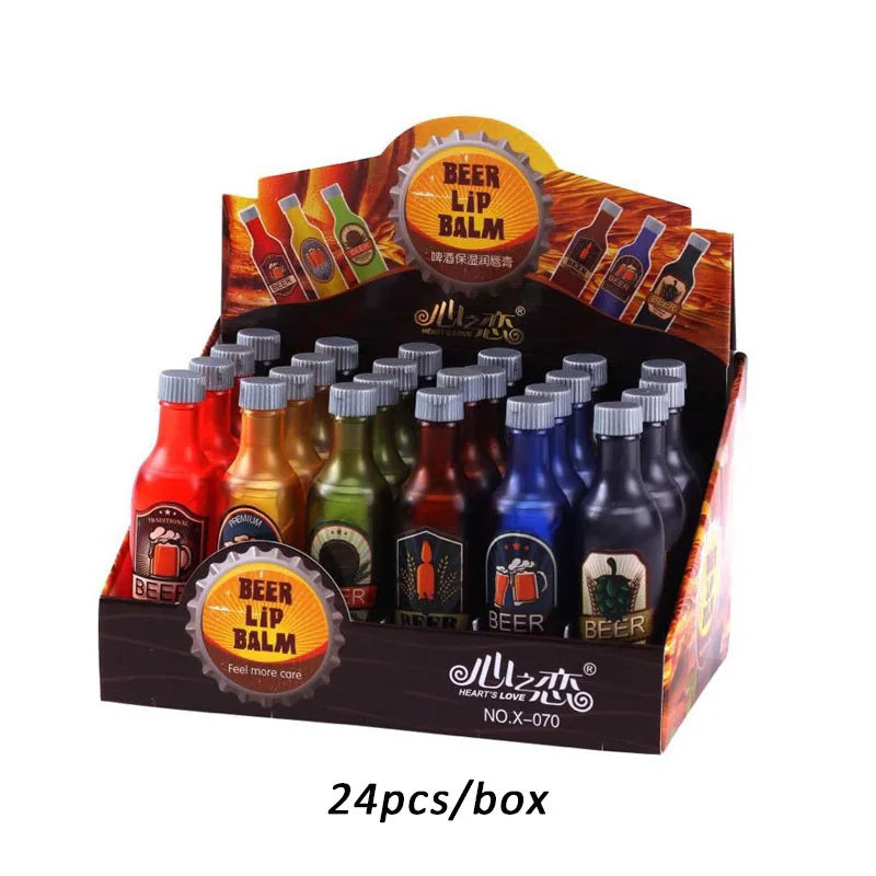 مجموعة مرطب شفاه لطيفة على شكل زجاجة - 24 قطعة مرطبة للشفاه بنكهات مختلفة