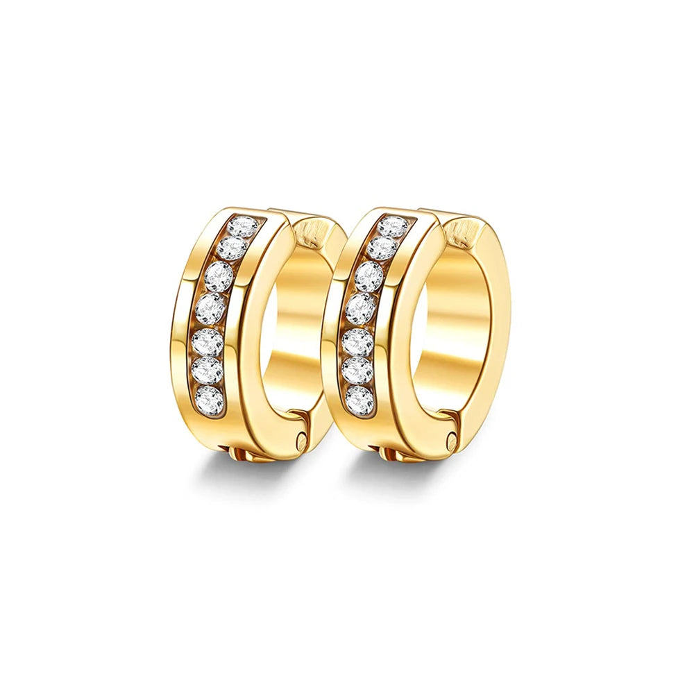 أقراط دائرية بمشبك - مجموعة من الفولاذ المقاوم للصدأ غير قابلة للثقب