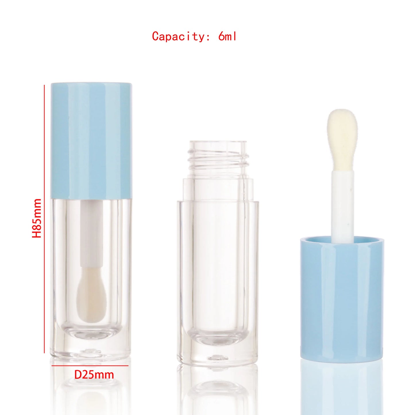 أنابيب ملمع شفاه فارغة - 10 عبوات مستديرة سعة 6 مل مع فرشاة