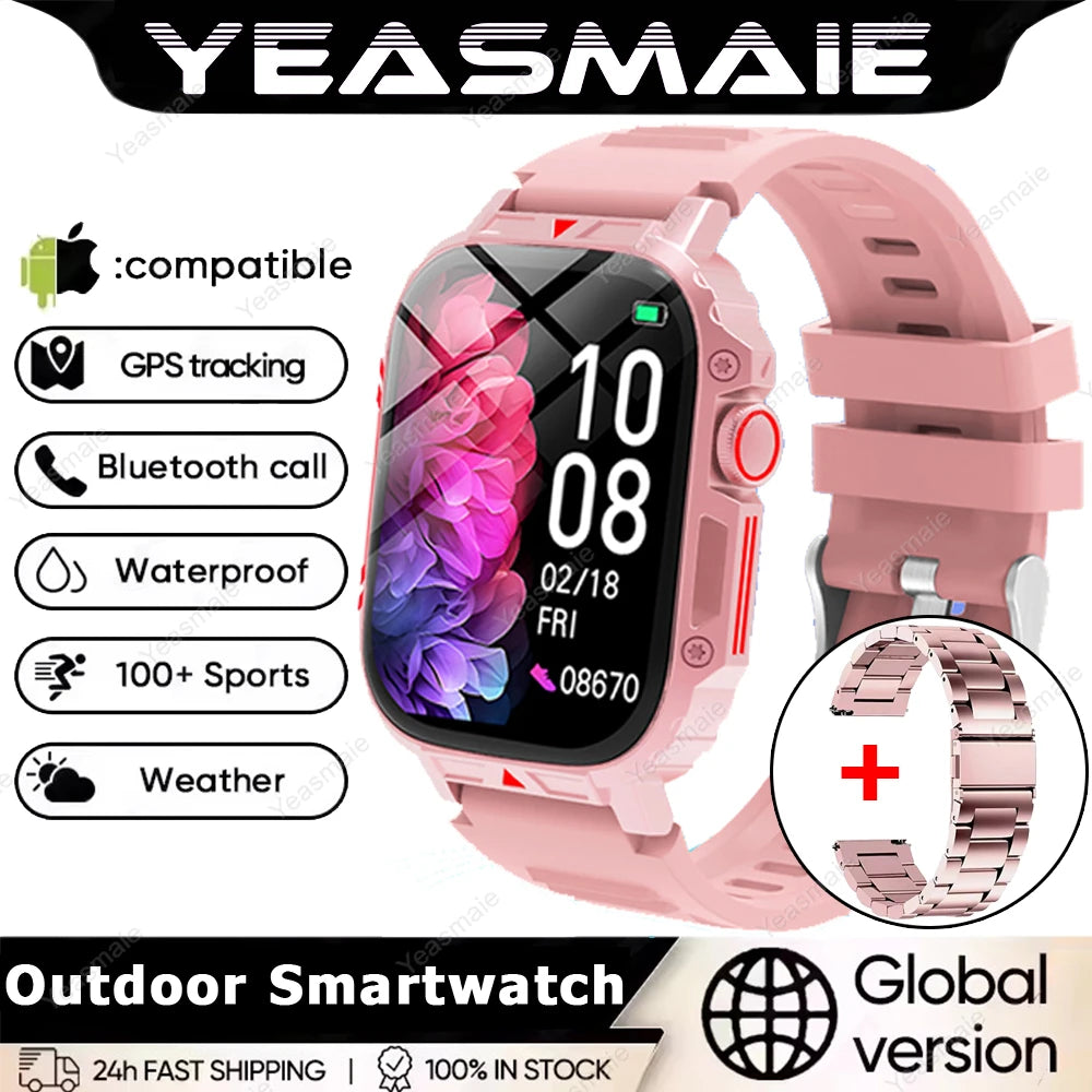 Military Smart Watch 2025 - Health Monitor Bluetooth Call IP68 Waterproof Fitness