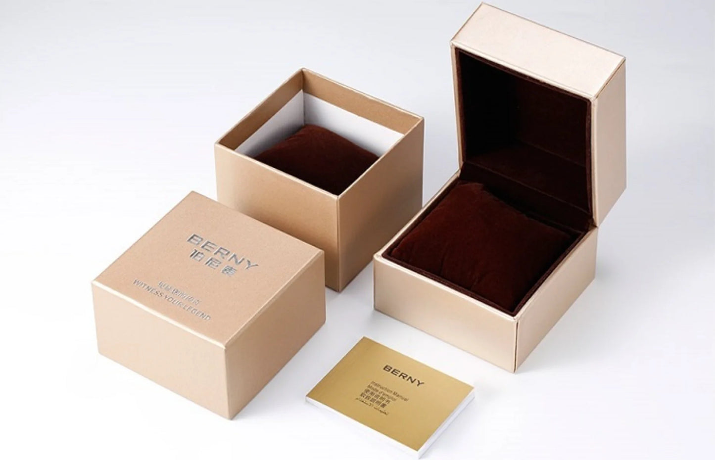 Montre chronographe BERNY pour homme, montre de pilote d'aviation multifonction à quartz avec date, verre saphir et luminescence intense. Montre-bracelet de luxe.