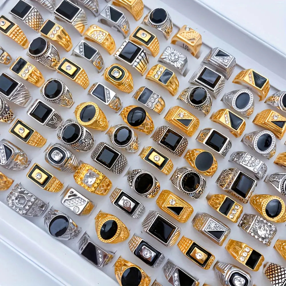 Bagues strass en gros - Lot de 10 à 50 pièces style rétro punk