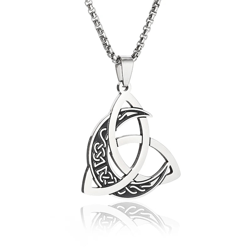 Celtic Trinity Knot Necklace - Irish Red Zircon Stainless Steel Pendant