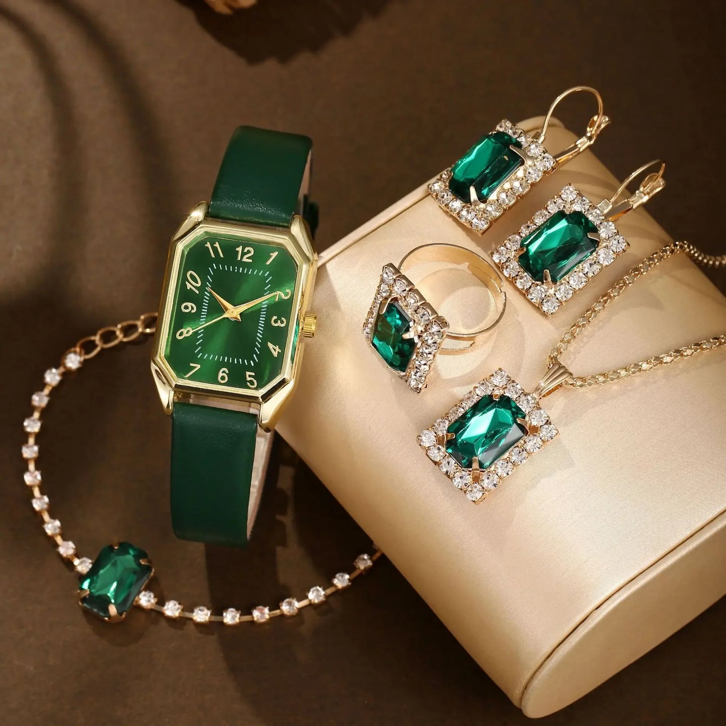 Women's Watch Set - 1/5/6pcs Luxury Square Quartz Watches