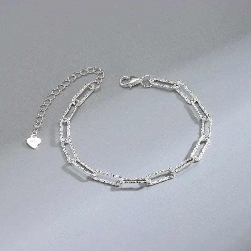 Jewelry Set - 925 Silver Heart Necklace Bracelet Korean Crystal Set