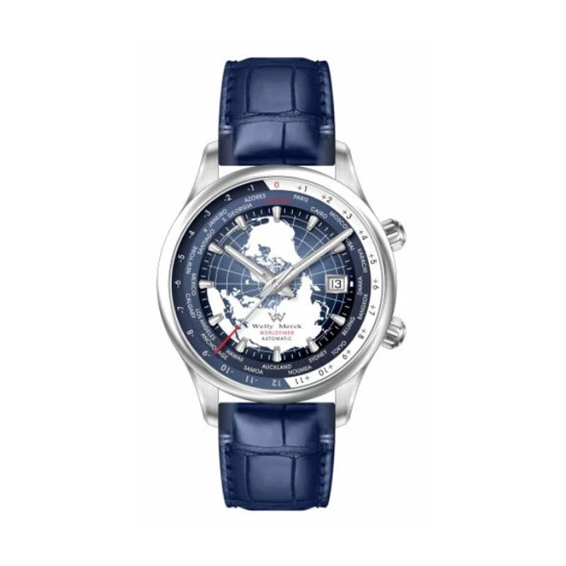 Montre WM automatique mécanique pour homme, haute qualité, verre saphir, heure mondiale, marque originale reconnue Welly Merck, référence WM057