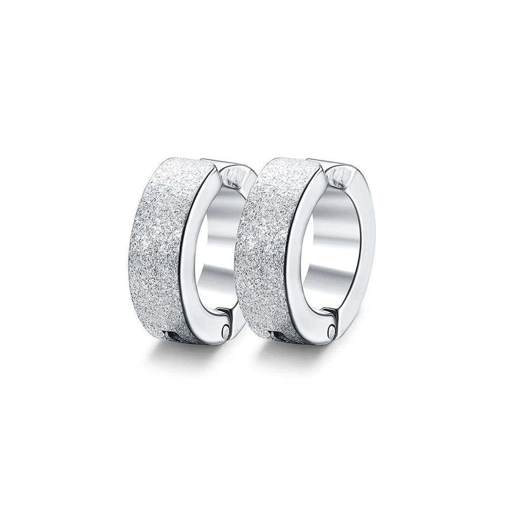 أقراط دائرية بمشبك - مجموعة من الفولاذ المقاوم للصدأ غير قابلة للثقب