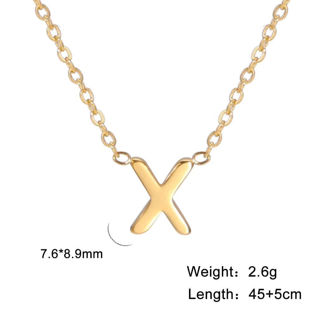 Collier ras du cou minimaliste en acier inoxydable avec initiale AZ - Lettre AZ