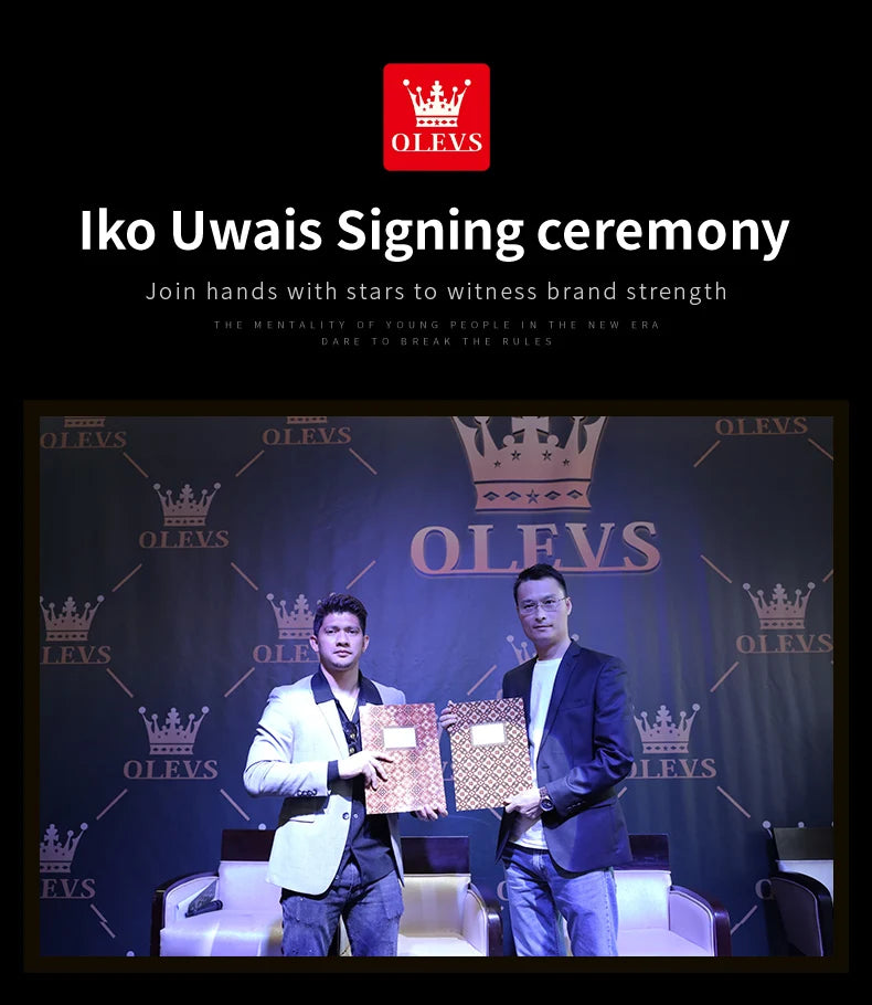 ساعة OLEVS 3609 الأصلية كرونوغراف بمرحلة القمر للرجال بحزام جلدي مقاوم للماء ومضيئة من ماركة فاخرة ساعات معصم كوارتز للرجال