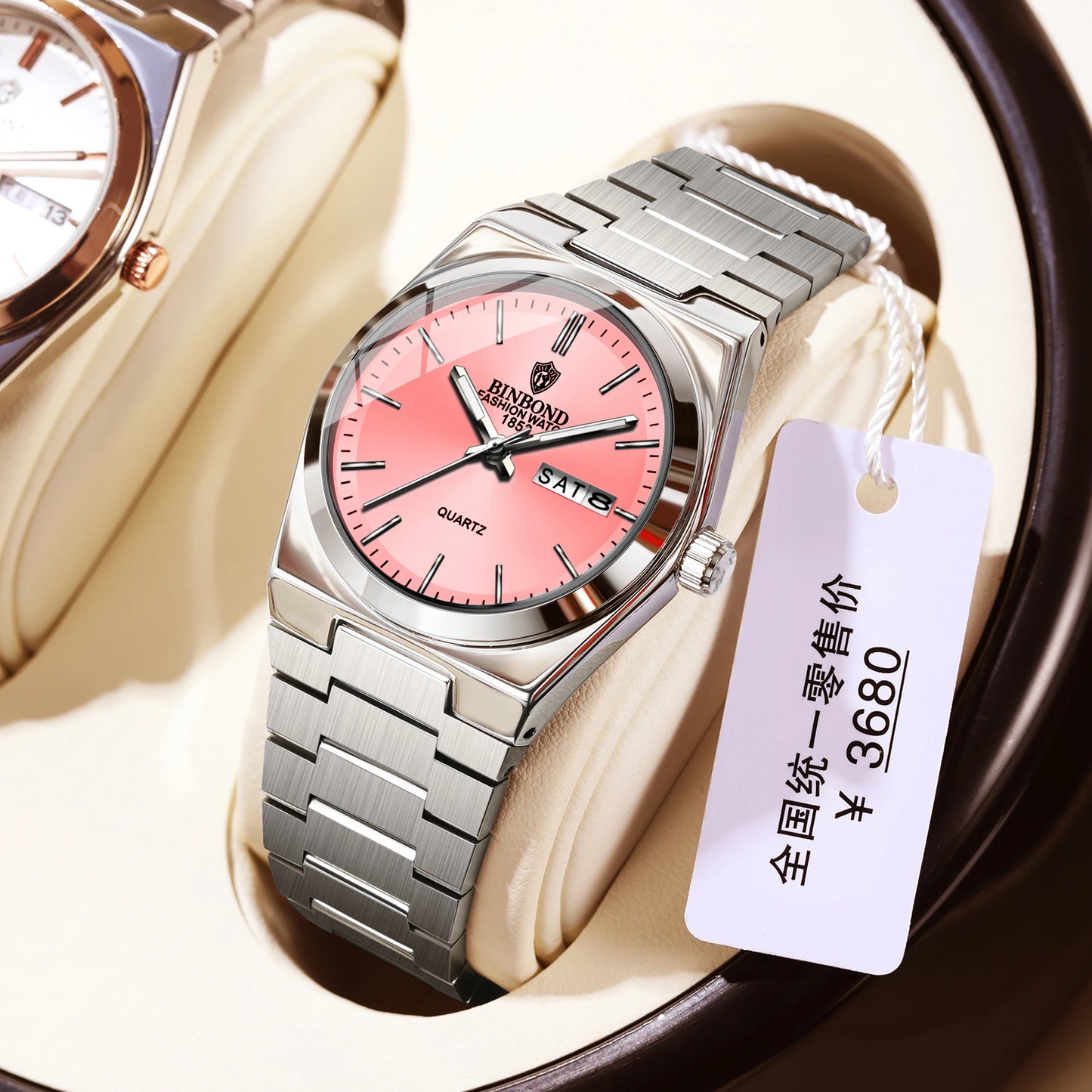 Montre femme BINBOND 103 - Montre à quartz ultra-mince à double calendrier