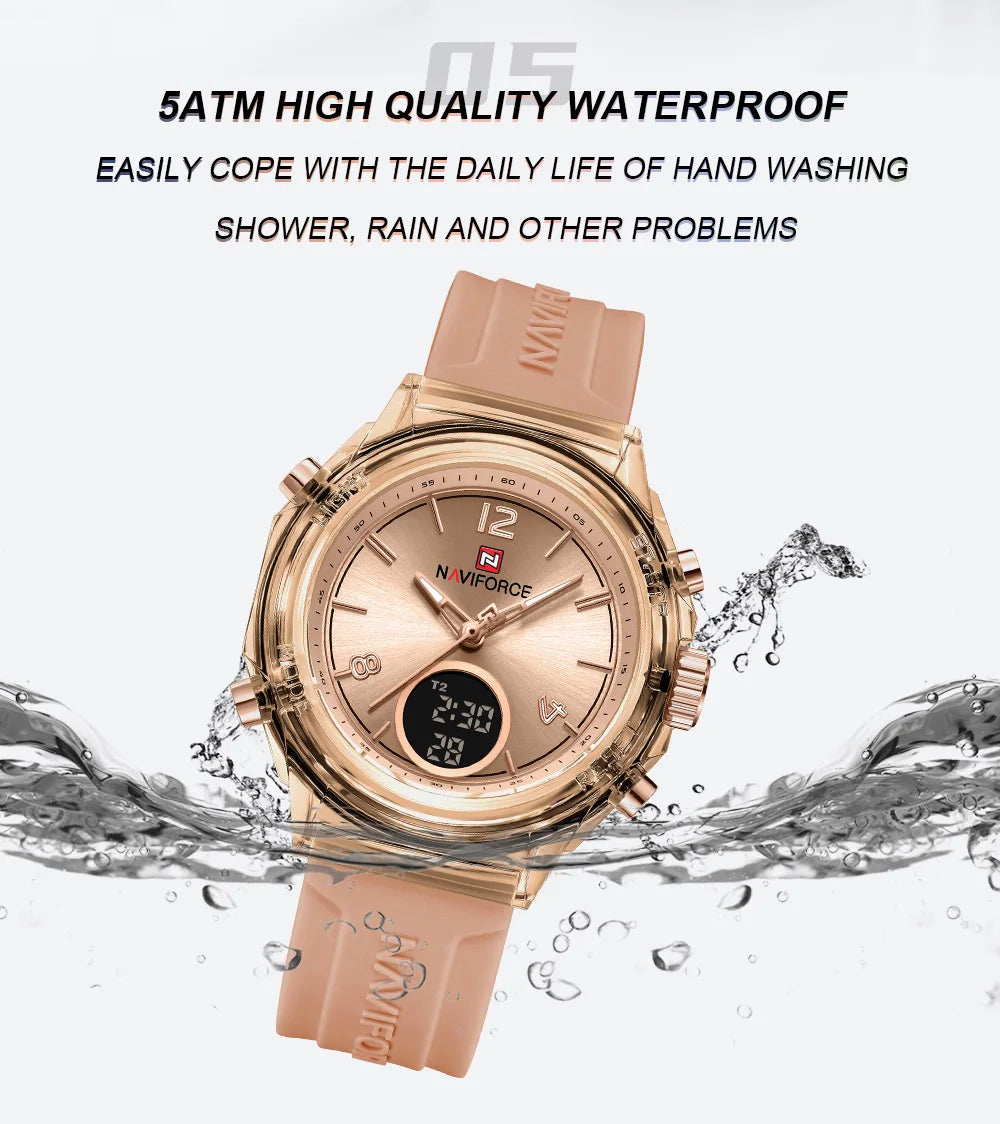 Montre femme NAVIFORCE - Montre étanche à double affichage pour sports de plein air