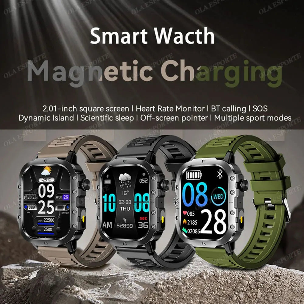 Outdoor Sports Smart Watch - 2.01" HD Screen LED Flashlight GPS Tracker