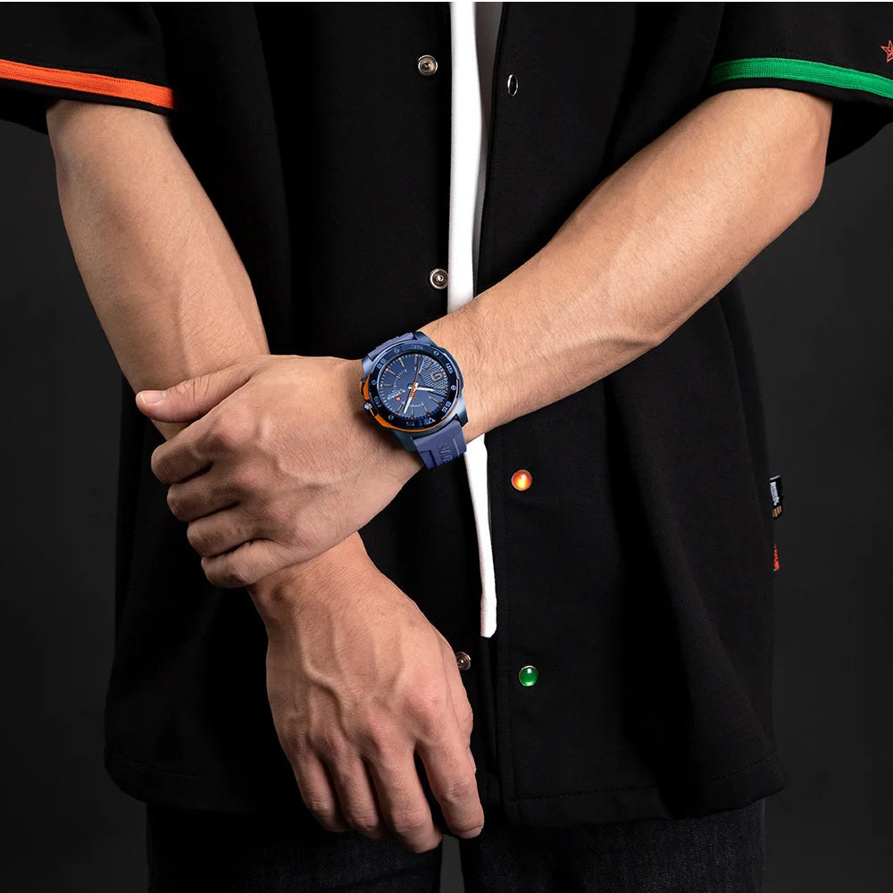 Montre de luxe pour homme NAVIFORCE, mouvement à quartz, bracelet en silicone, étanche à 50 m, aiguilles lumineuses, mouvement japonais, montre-bracelet sport pour homme