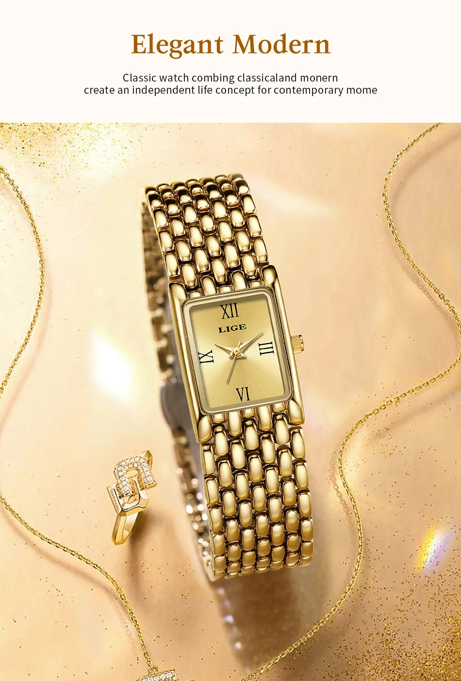 Montre LIGE pour couple - Montres à quartz minimalistes en acier inoxydable