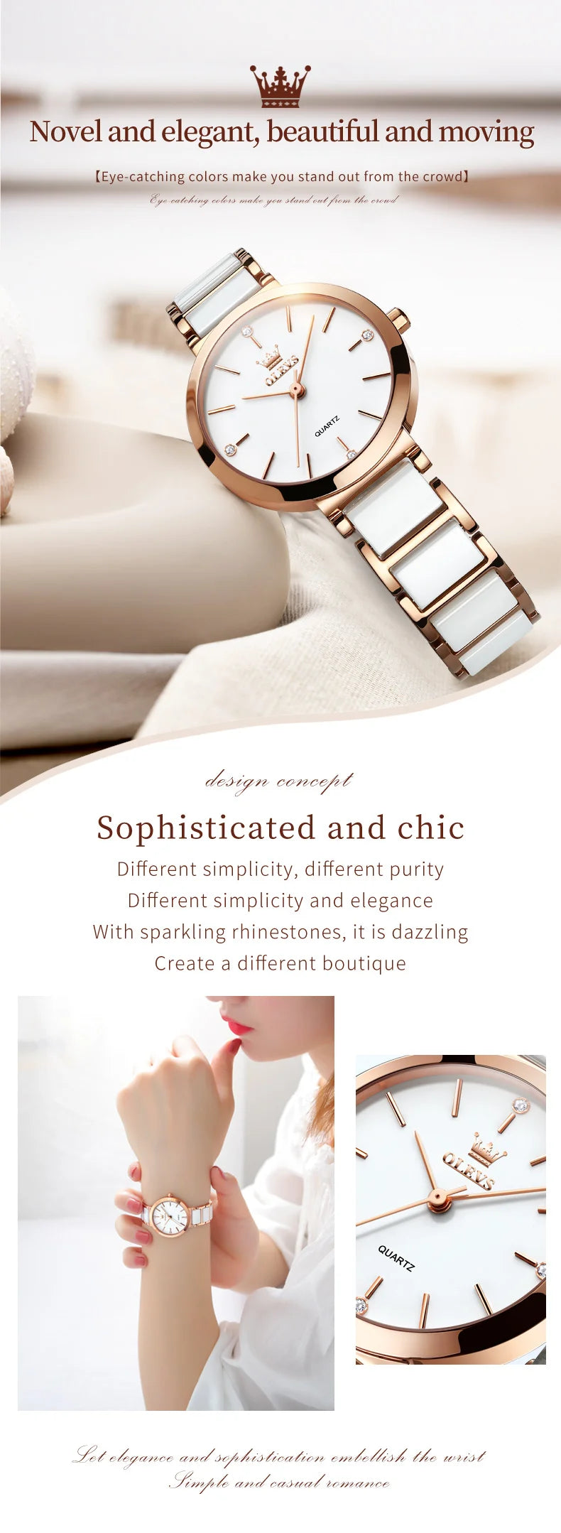 ساعة OLEVS النسائية - ساعة كوارتز فاخرة مقاومة للماء