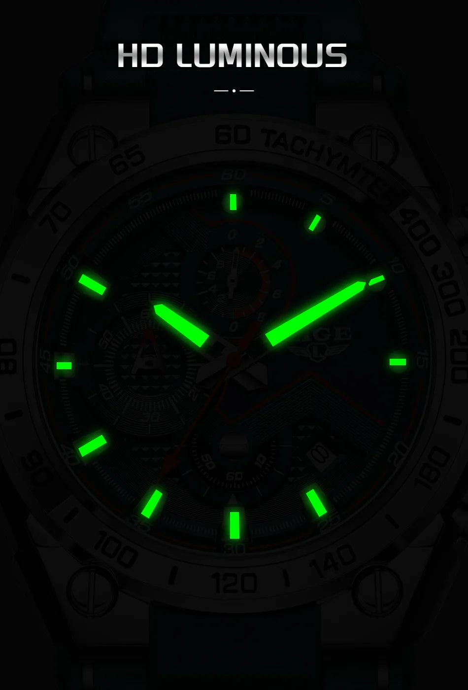 ساعة LIGE الجديدة للرجال متعددة الوظائف بحزام من السيليكون مقاومة للماء وتقويم مضيء وساعات كوارتز رياضية أنيقة للرجال