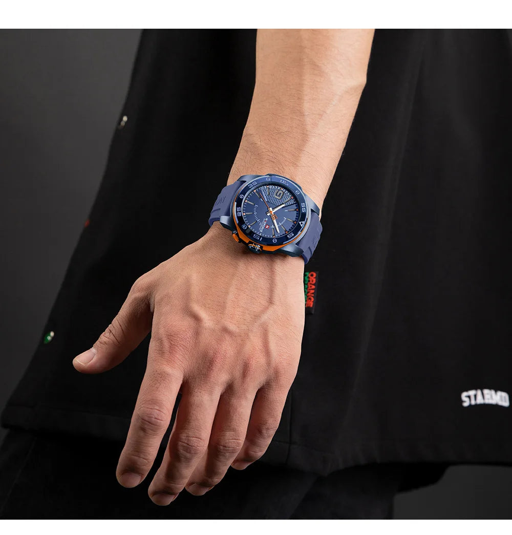 Montre de luxe pour homme NAVIFORCE, mouvement à quartz, bracelet en silicone, étanche à 50 m, aiguilles lumineuses, mouvement japonais, montre-bracelet sport pour homme