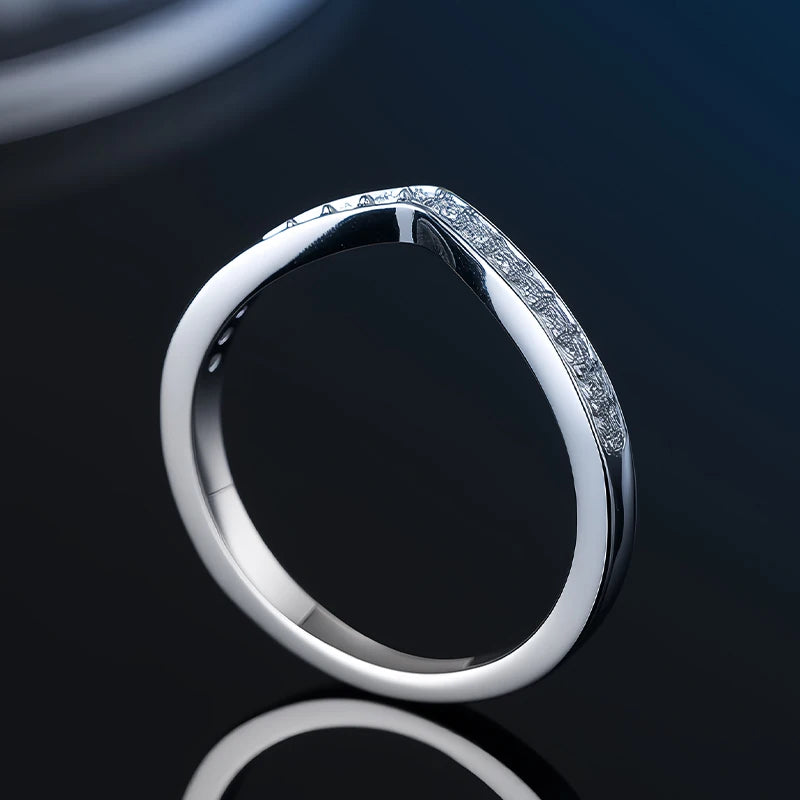 Alliance en moissanite - Bague assortie en argent 925 et diamants