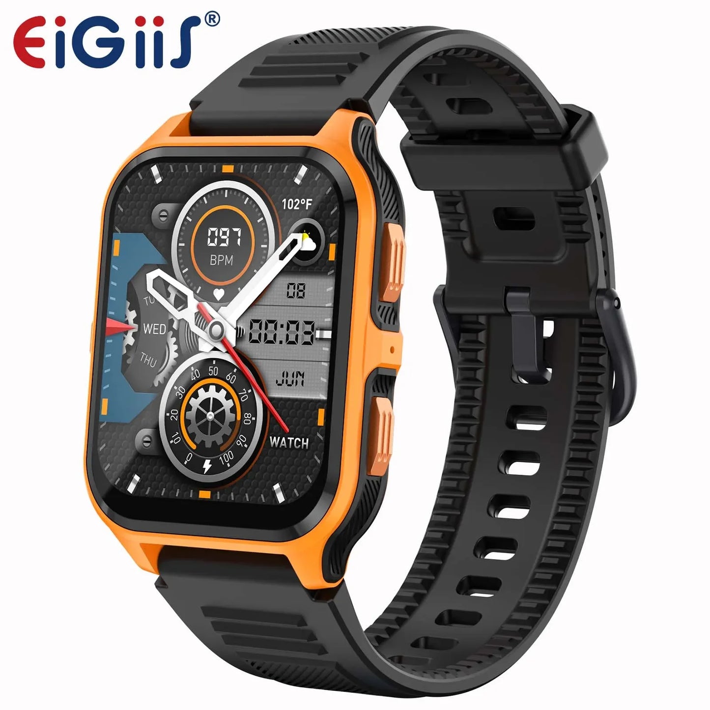 Montre connectée EIGIIS P73 - Étanche 3 ATM, suivi d'activité, fréquence cardiaque, appels Bluetooth militaires