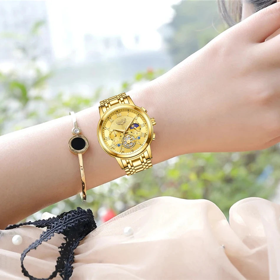 Montre femme LIGE 2024 - Montre de luxe étanche avec bracelet en acier