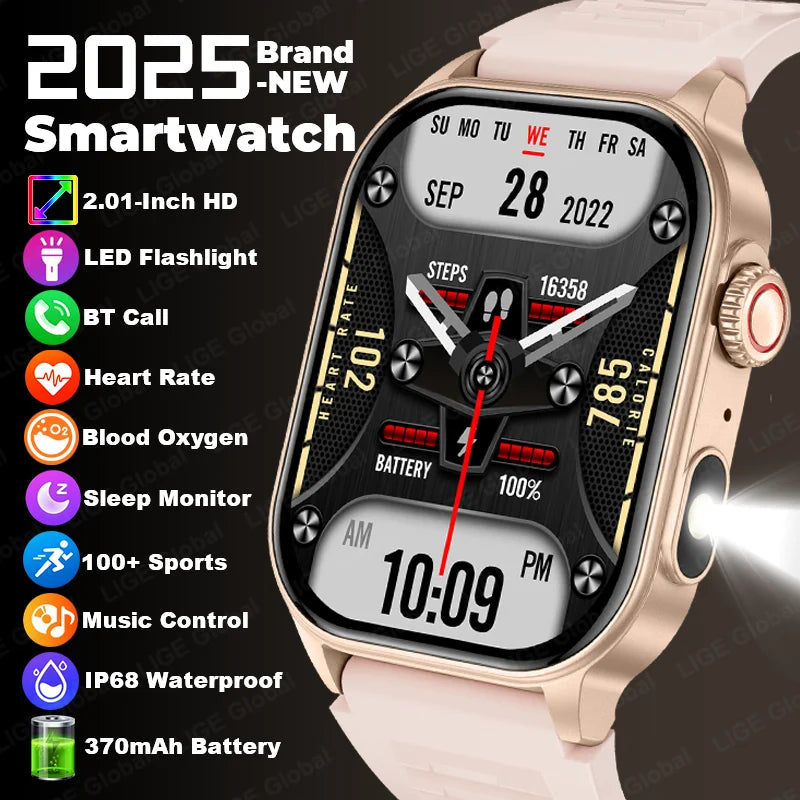 LIGE Smart Watch - 2.01" HD Display AI Voice Bluetooth Call Health Monitor