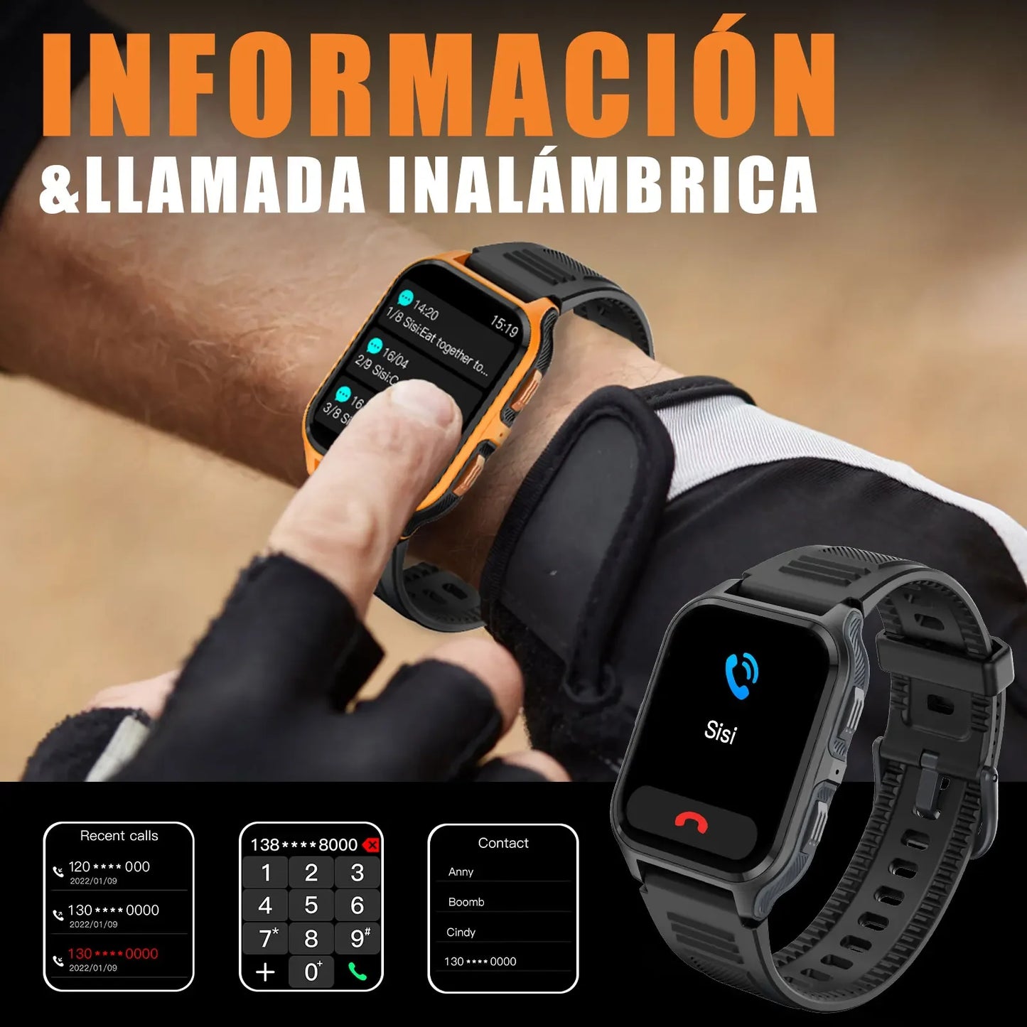 Montre connectée EIGIIS P73 - Étanche 3 ATM, suivi d'activité, fréquence cardiaque, appels Bluetooth militaires