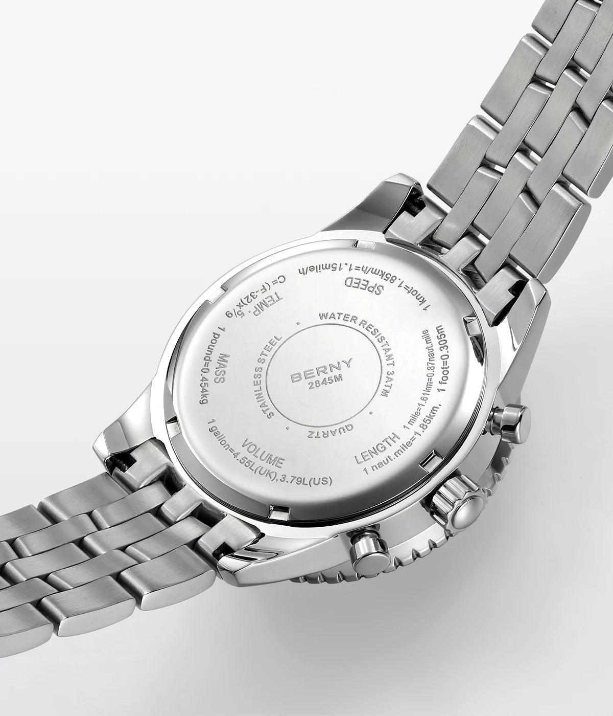 Montre chronographe BERNY pour homme, montre de pilote d'aviation multifonction à quartz avec date, verre saphir et luminescence intense. Montre-bracelet de luxe.