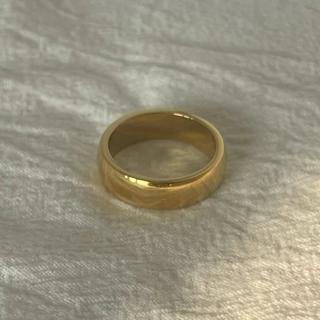 Alliances minimalistes pour couples - Anneaux en acier inoxydable plaqué or 18 carats