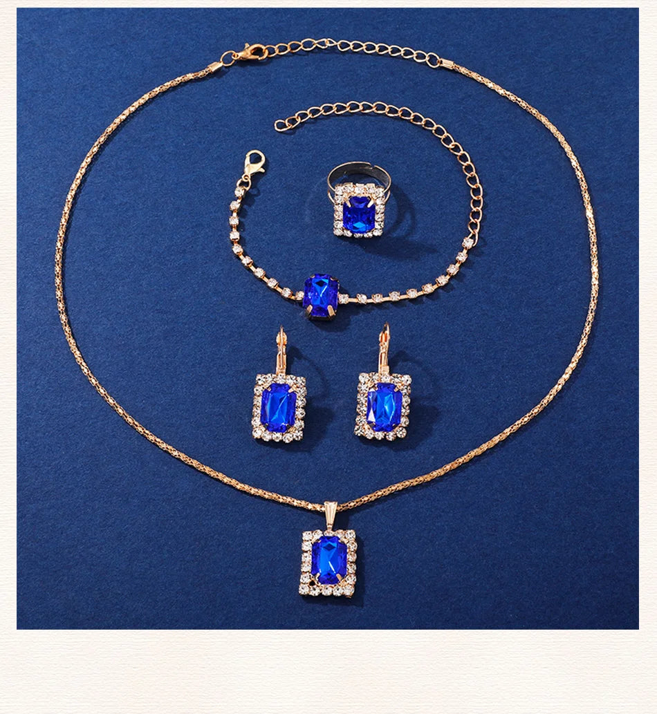 Montre carrée pour femme - Montre-bracelet à quartz avec bracelet en cuir bleu de luxe