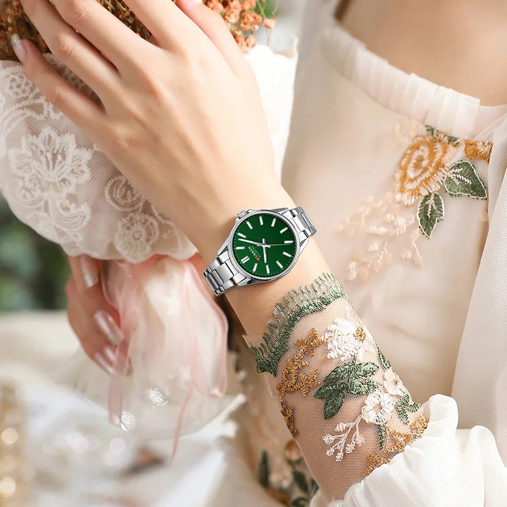 Montre femme CURREN - Montre à quartz à cadran rond en acier inoxydable