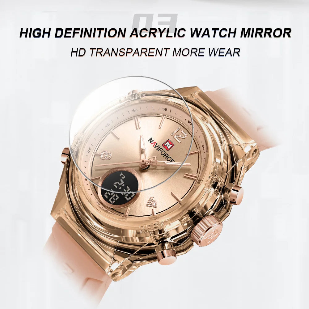 Montre femme NAVIFORCE - Montre étanche à double affichage pour sports de plein air