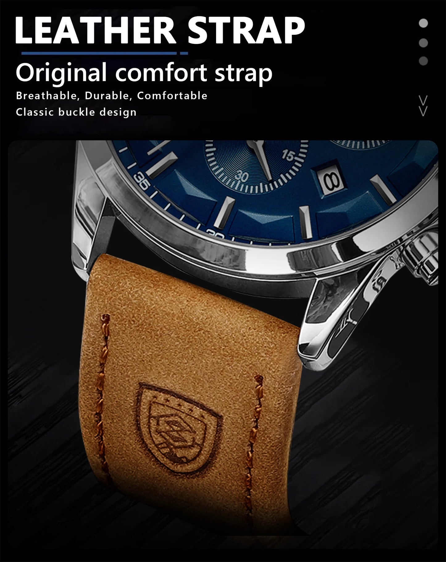 ساعة يد رجالية فاخرة من POEDAGAR مقاومة للماء كرونوغراف مضيئة مع تاريخ للرجال ساعة جلدية رياضية عسكرية كوارتز ساعات رجالية Reloj