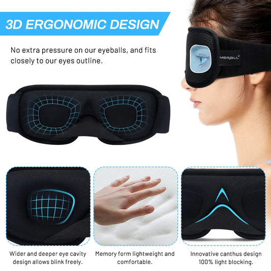 3D Sleep Mask - Contoured Eye Mask for Complete Light Blocking