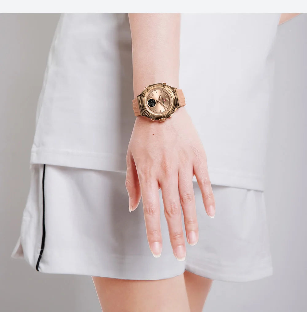 Montre femme NAVIFORCE - Montre étanche à double affichage pour sports de plein air