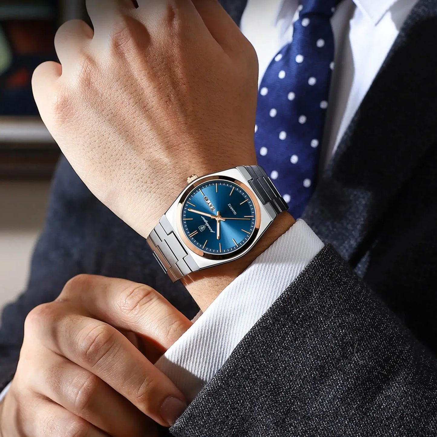 ساعة رجالية ماركة POEDAGAR للأزياء من الفولاذ المقاوم للصدأ مقاومة للماء ومضيئة للرجال ساعة تاريخ الأسبوع ساعات عمل كوارتز للرجال Reloj