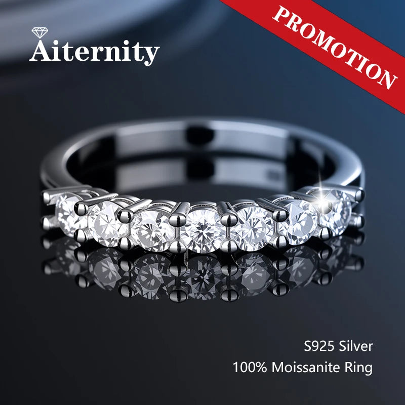 Alliance en moissanite - Bague assortie en argent 925 et diamants