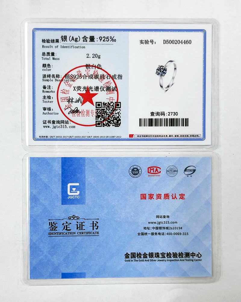 Colorful Moissanite Ring - 2ct 925 Silver with GRA Certificate