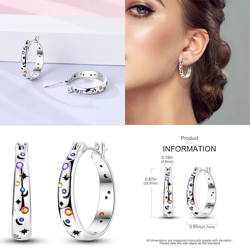 Boucles d'oreilles créoles en argent sterling 925 - Cadeau de mariage et de fiançailles