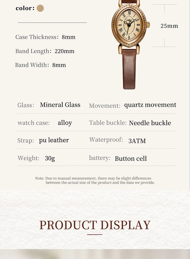 ساعة نسائية - ساعة كوارتز عتيقة مقاومة للماء من Lucky Goddess