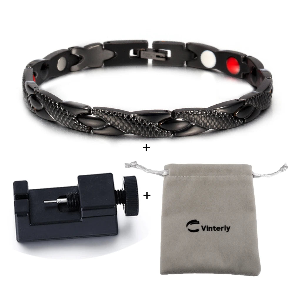 Bracelet magnétique pour homme - Bracelet chaîne croix énergie santé Vinterly