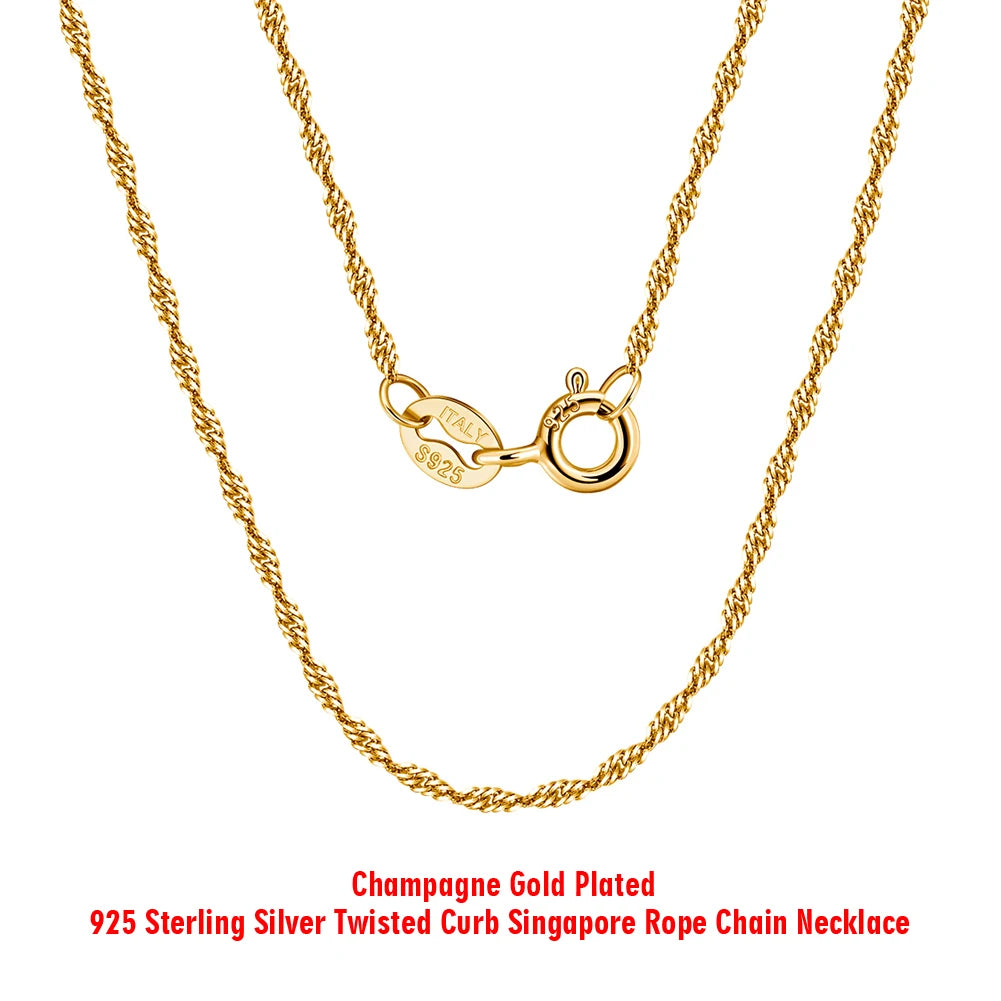 قلادة من سلسلة حبل ملتوية ذهبية - قلادة من الفضة الاسترلينية عيار 925 مطلية بالذهب عيار 14 قيراطًا
