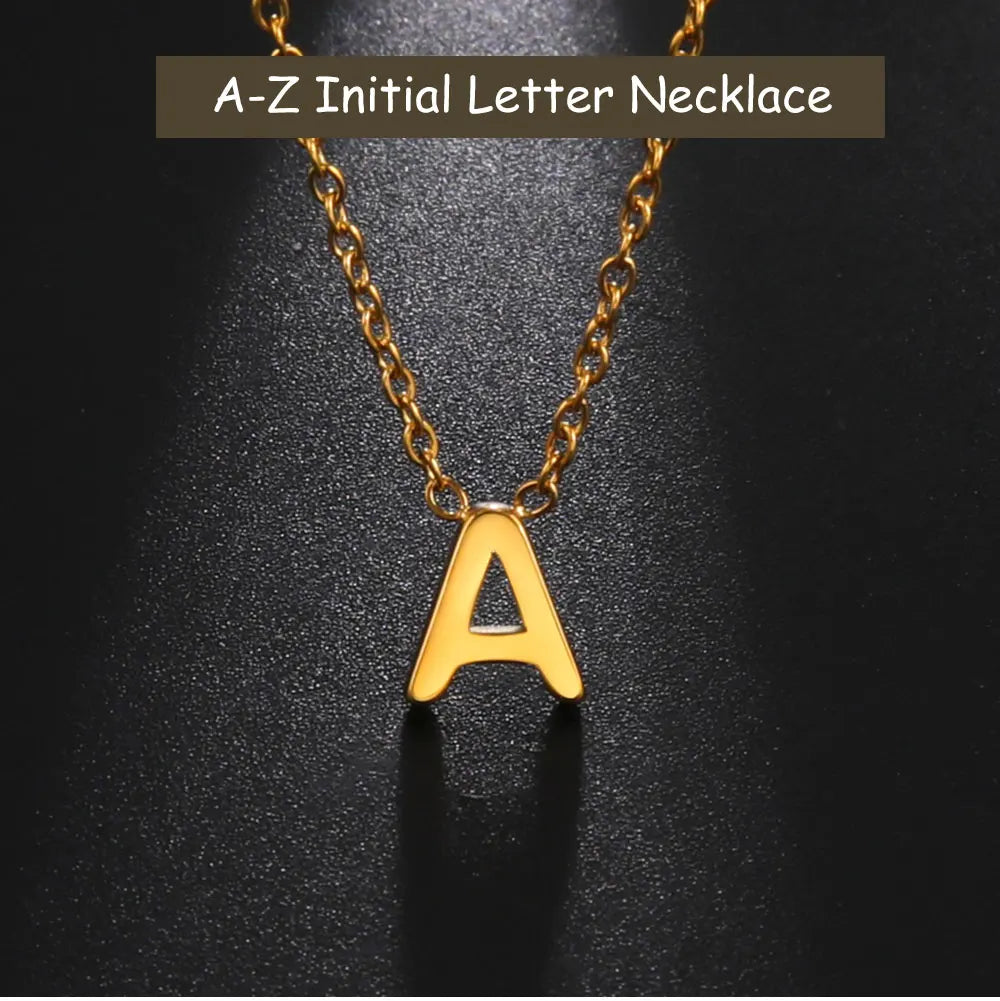 Collier ras du cou minimaliste en acier inoxydable avec initiale AZ - Lettre AZ