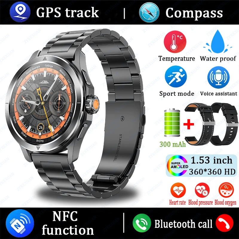 S4 Ultra Smart Watch - AMOLED Outdoor Sport NFC GPS Heart Rate Waterproof